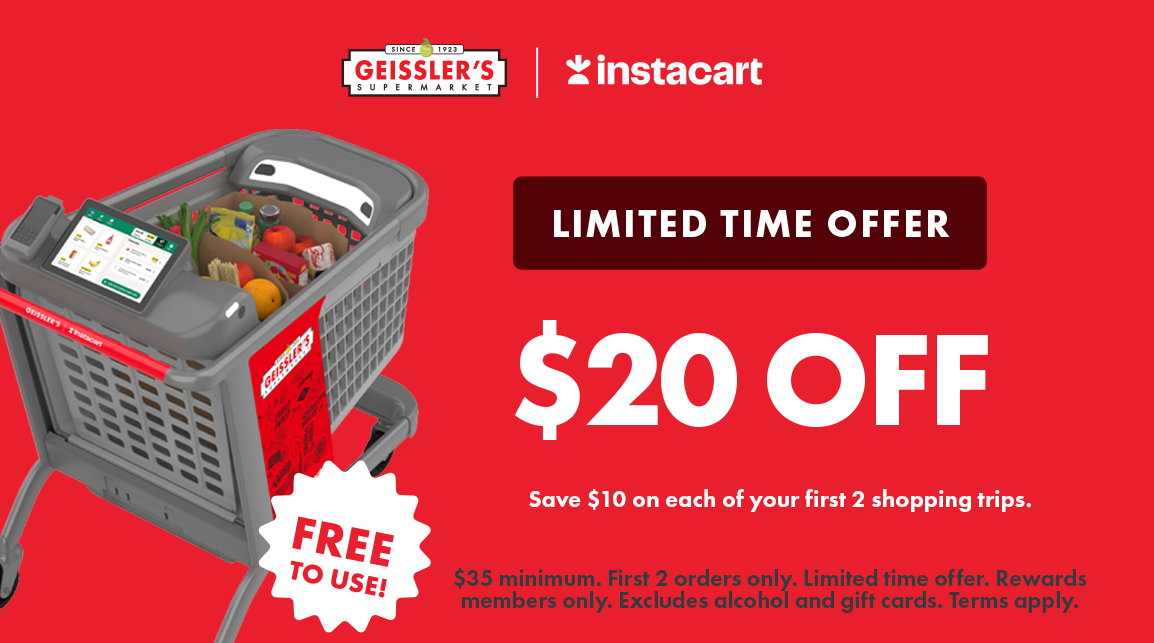 Next-level shopping has arrived at Geissler’s! Caper Carts by Instacart are now available in every store