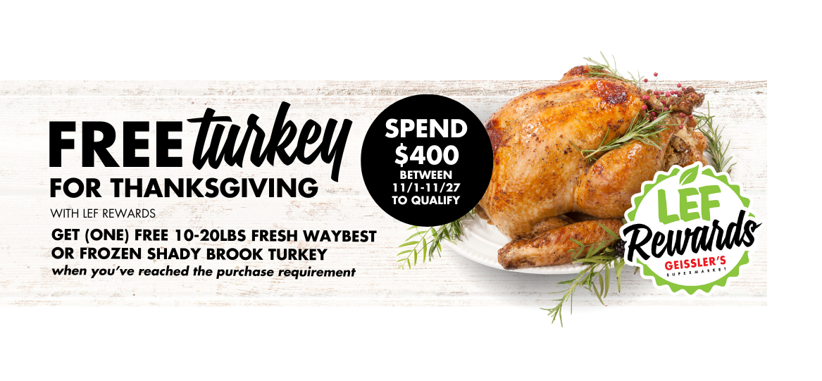 Get your Thanksgiving Turkey FREE